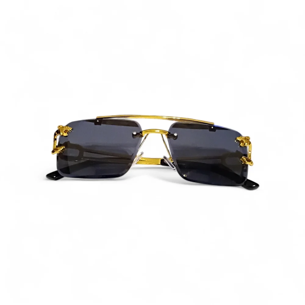 Luxury Rimless Square Sunglasses with Gold Hardware - Picture 3 of 5